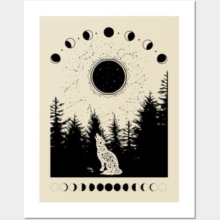 Celestial Howling Wolf Posters and Art